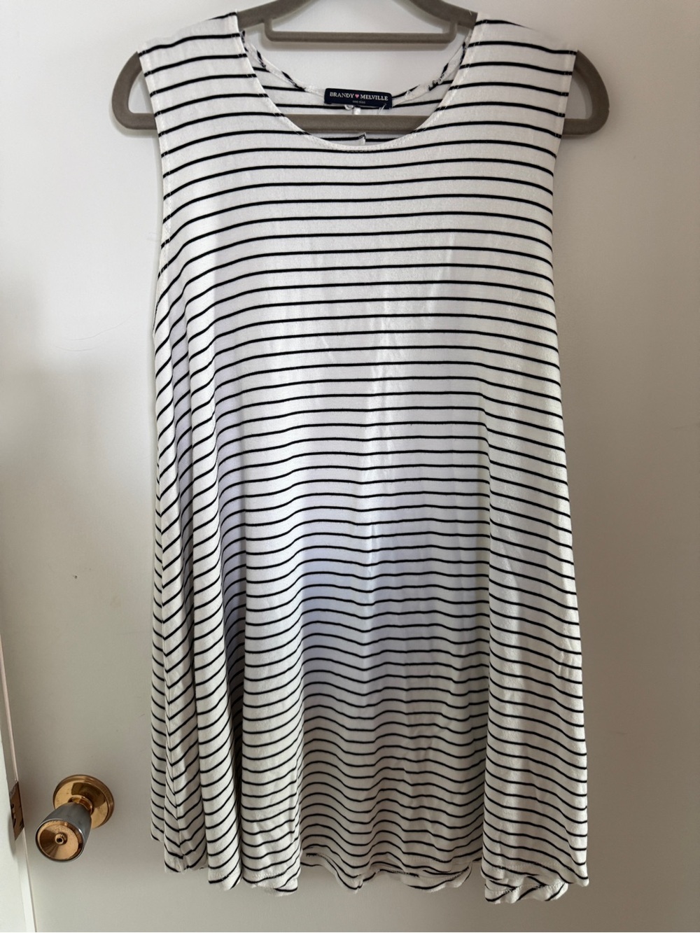 Brandy Melville Alena Striped Swing Dress Top One Size Black White Y2K Coastal